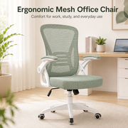 Ergonomic Office Chair with Flip-Up Armrests, Adjustable Height, Lumbar Support & Padded Seat for Home and Workspace