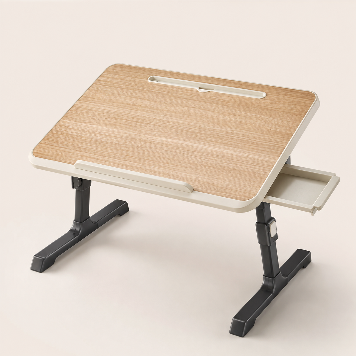 Adjustable Folding Laptop Bed Desk with Tilting Top, Tablet Slot & Storage Drawer