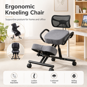 Ergonomic Kneeling Chair with Lumbar Backrest, Height Adjustable Seat, Cushioned Knee Pads and Rolling Wheels for Home Office
