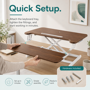 Height Adjustable Standing Desk Converter – Desktop Workstation Riser with Keyboard Tray, Dual Monitor Support & Tablet Holder, 80 x 40 cm