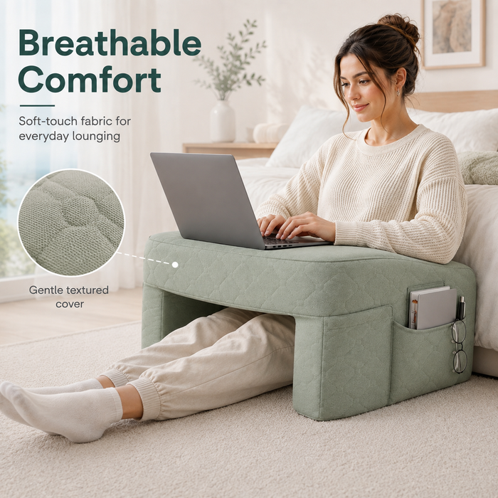Oversized Reading Support Pillow with Side Pockets, Memory Foam Lap Desk Cushion for Reading, Gaming, Working and Relaxing