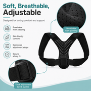 Adjustable Back & Shoulder Support Brace for Men and Women – Posture Support Belt with Comfortable Straps for Everyday Wear