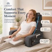 Extra Large Memory Foam Bed Reading Pillow with Armrests – Comfortable Back Support Cushion for Reading, TV, Gaming & Relaxing