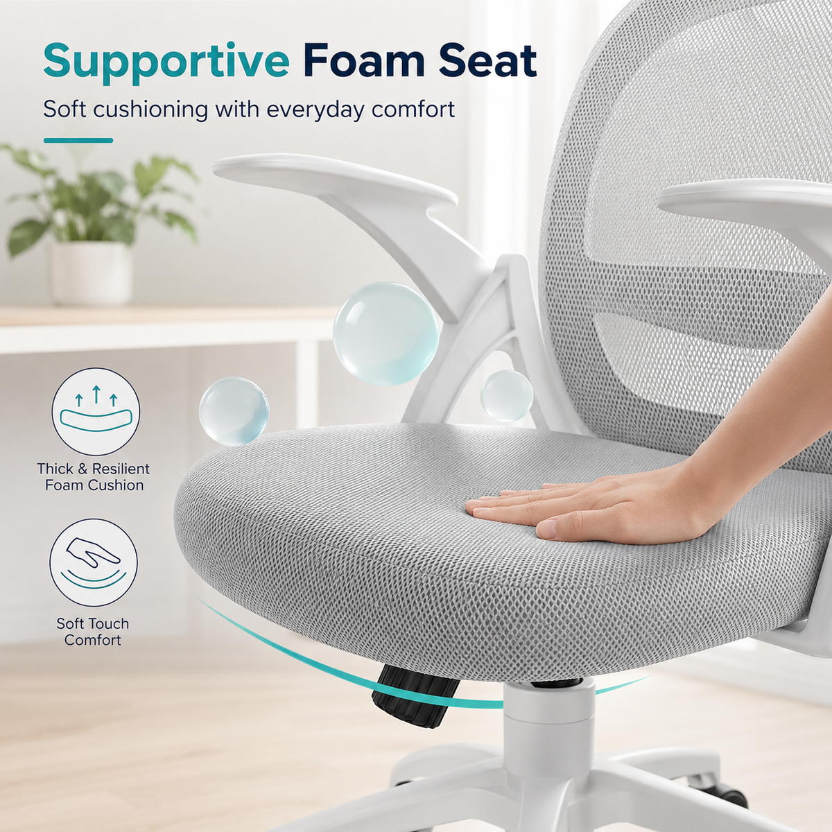 Ergonomic Mesh Office Chair with Adjustable Lumbar Support and Flip-Up Armrests for Home & Work Use