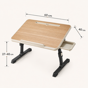 Adjustable Folding Laptop Bed Desk with Tilting Top, Tablet Slot & Storage Drawer