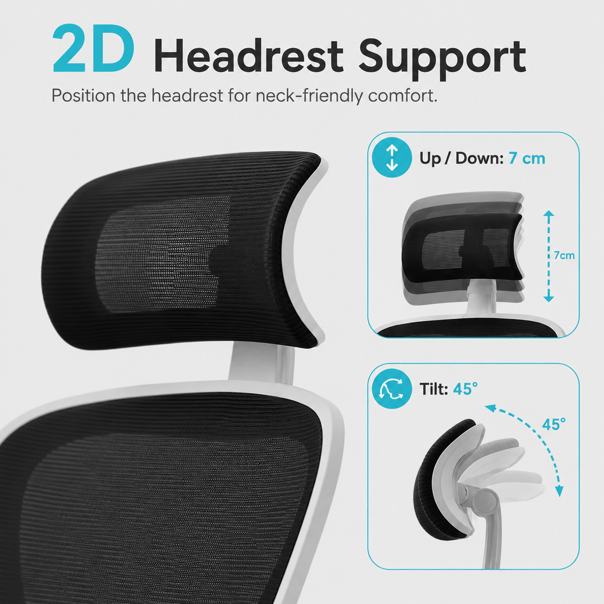 AeroFlex Ergonomic Mesh Office Chair with Adjustable Lumbar Support, 2D Headrest, Flip Up Armrests and Recline Tilt for Home Office