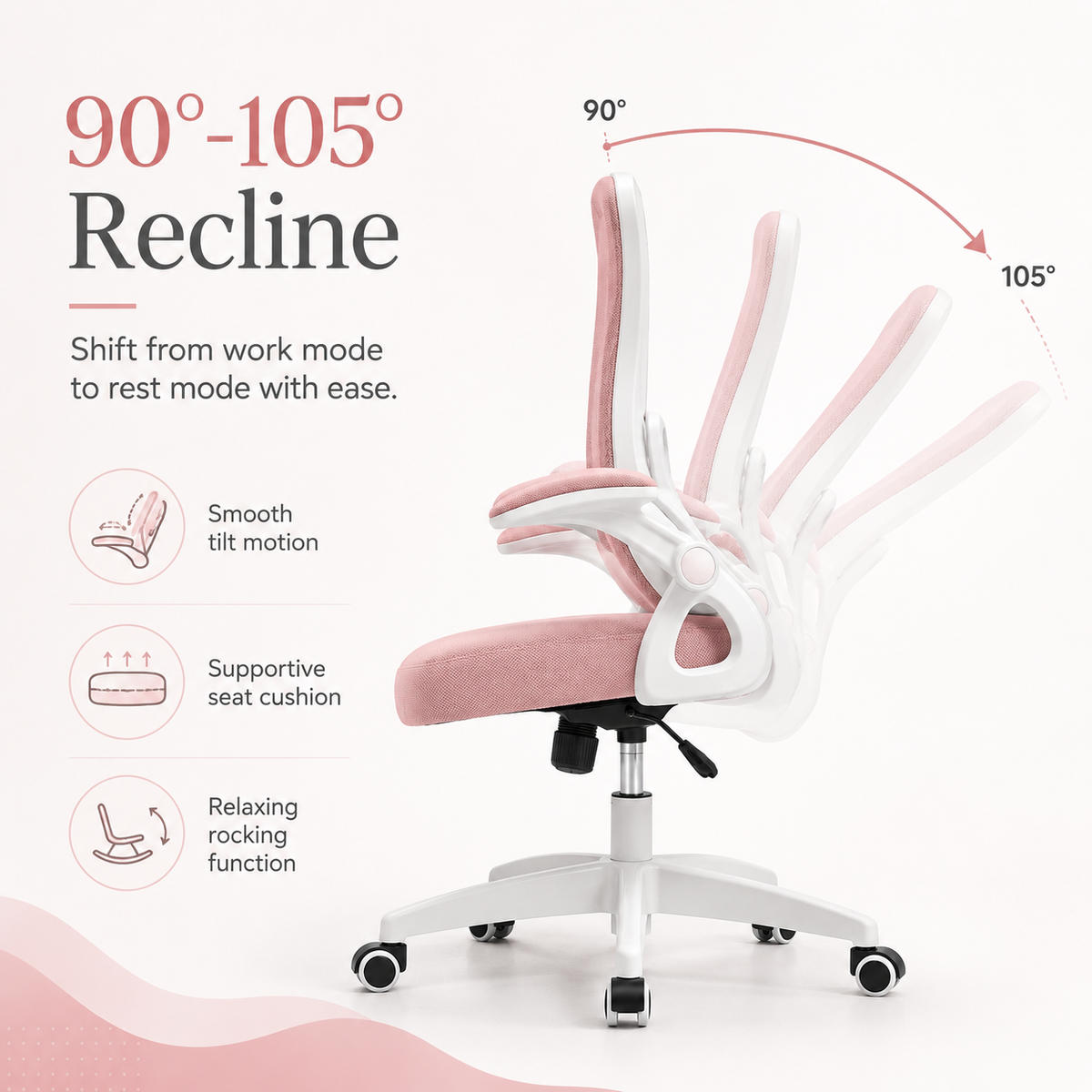 AeroNest Ergonomic Mesh Office Chair with Flip Up Armrests, Built In Lumbar Support, Adjustable Height and Smooth Swivel Base
