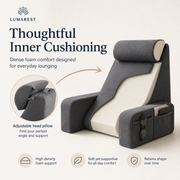 Extra Large Memory Foam Bed Reading Pillow with Armrests – Comfortable Back Support Cushion for Reading, TV, Gaming & Relaxing