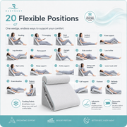 RestNest Adjustable Bed Wedge Pillow with Bolster | Cooling Knit Cover, 20 Flexible Positions, Memory Foam Comfort Support