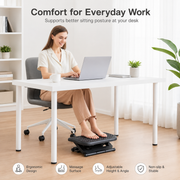 Adjustable Under Desk Footrest with Massage Texture, 3 Height Levels and Rocking Tilt, Non Slip Ergonomic Foot Stool for Office, Home and Study