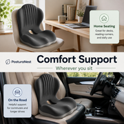 Ergonomic Seat Cushion with Lumbar Support – L-Shaped Memory Foam Back Rest with Removable Washable Cover for Office, Car & Home