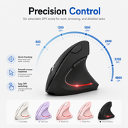 Ergonomic Vertical Wireless Mouse – Rechargeable Bluetooth Mouse with USB Receiver, 6 Buttons, Adjustable DPI and Quiet Clicks for Right-Handed Users