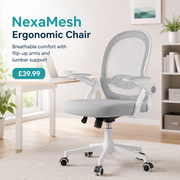 Ergonomic Mesh Office Chair with Adjustable Lumbar Support and Flip-Up Armrests for Home & Work Use