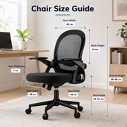 Ergonomic Mesh Office Chair with Adjustable Lumbar Support and Flip-Up Armrests for Home & Work Use