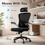 AeroFlex Ergonomic Mesh Office Chair with Adjustable Lumbar Support, 2D Headrest, Flip Up Armrests and Recline Tilt for Home Office