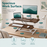 Height Adjustable Standing Desk Converter – Desktop Workstation Riser with Keyboard Tray, Dual Monitor Support & Tablet Holder, 80 x 40 cm