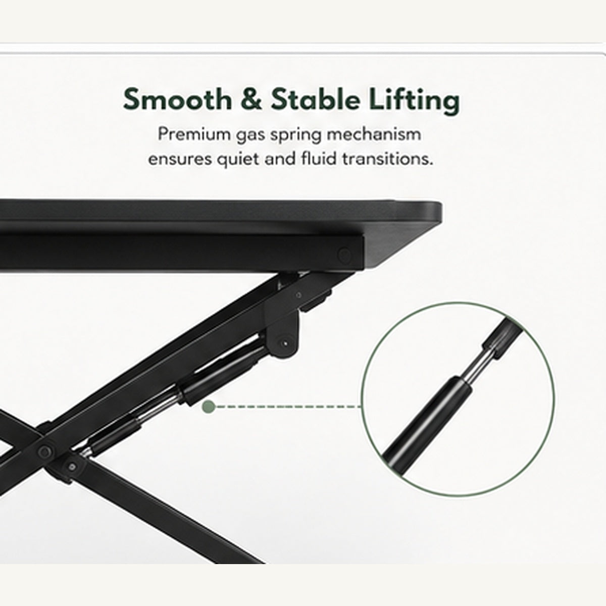 RiseMate Standing Desk Converter, 80 x 40 cm Height Adjustable Desktop Workstation with Keyboard Tray, Device Slot, Gas Lift and Stable X-Frame