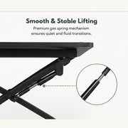 RiseMate Standing Desk Converter, 80 x 40 cm Height Adjustable Desktop Workstation with Keyboard Tray, Device Slot, Gas Lift and Stable X-Frame