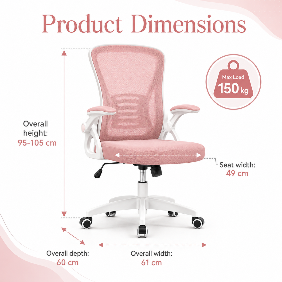AeroNest Ergonomic Mesh Office Chair with Flip Up Armrests, Built In Lumbar Support, Adjustable Height and Smooth Swivel Base