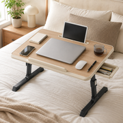Adjustable Folding Laptop Bed Desk with Tilting Top, Tablet Slot & Storage Drawer