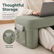 Oversized Reading Support Pillow with Side Pockets, Memory Foam Lap Desk Cushion for Reading, Gaming, Working and Relaxing