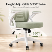 Ergonomic Office Chair with Flip-Up Armrests, Adjustable Height, Lumbar Support & Padded Seat for Home and Workspace