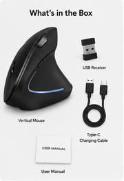 Ergonomic Vertical Wireless Mouse – Rechargeable Bluetooth Mouse with USB Receiver, 6 Buttons, Adjustable DPI and Quiet Clicks for Right-Handed Users