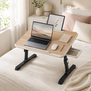 Adjustable Folding Laptop Bed Desk with Tilting Top, Tablet Slot & Storage Drawer