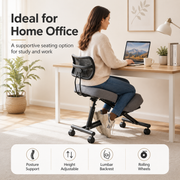 Ergonomic Kneeling Chair with Lumbar Backrest, Height Adjustable Seat, Cushioned Knee Pads and Rolling Wheels for Home Office
