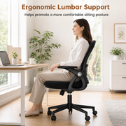 Ergonomic Mesh Office Chair with Adjustable Lumbar Support and Flip-Up Armrests for Home & Work Use