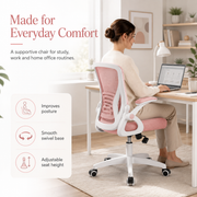 AeroNest Ergonomic Mesh Office Chair with Flip Up Armrests, Built In Lumbar Support, Adjustable Height and Smooth Swivel Base