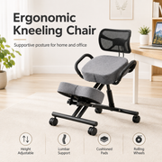 Ergonomic Kneeling Chair with Lumbar Backrest, Height Adjustable Seat, Cushioned Knee Pads and Rolling Wheels for Home Office