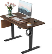 FEZIBO Height Adjustable Electric Standing Desk 100 x 60 cm with Digital Display Panel, Ergonomic Sit-Stand Home Office Desk featuring Splice Board and White Wood Grain Finish