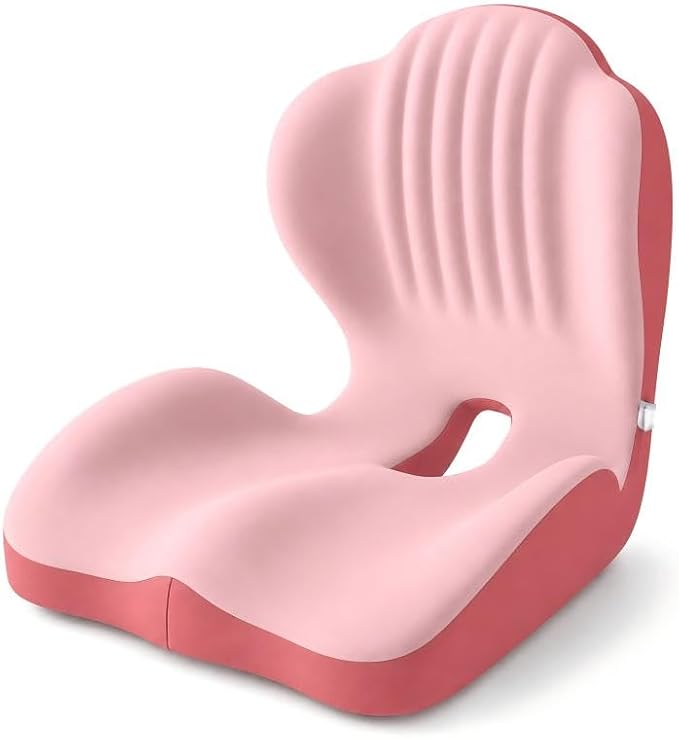 Ergonomic Seat Cushion with Lumbar Support – L-Shaped Memory Foam Back Rest with Removable Washable Cover for Office, Car & Home