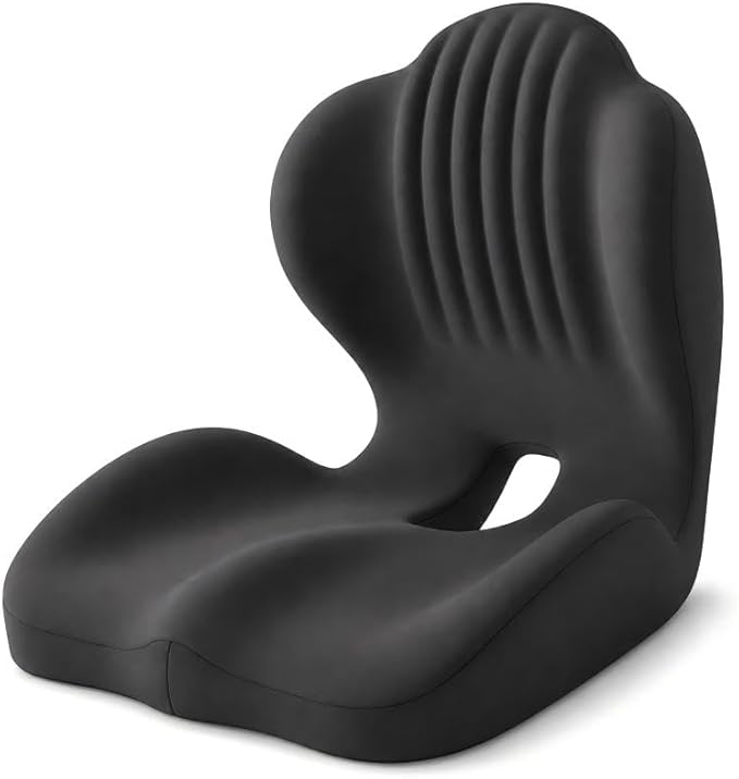 Ergonomic Seat Cushion with Lumbar Support – L-Shaped Memory Foam Back Rest with Removable Washable Cover for Office, Car & Home