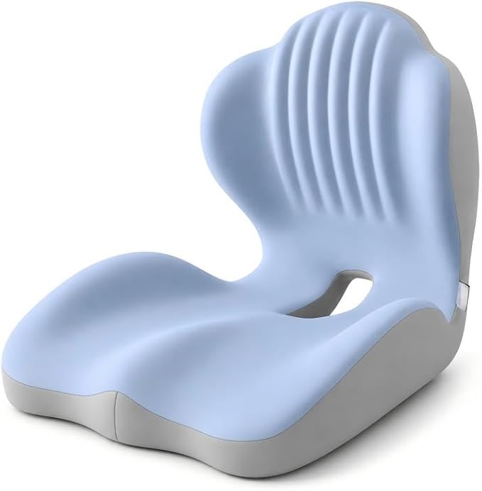 Ergonomic Seat Cushion with Lumbar Support – L-Shaped Memory Foam Back Rest with Removable Washable Cover for Office, Car & Home
