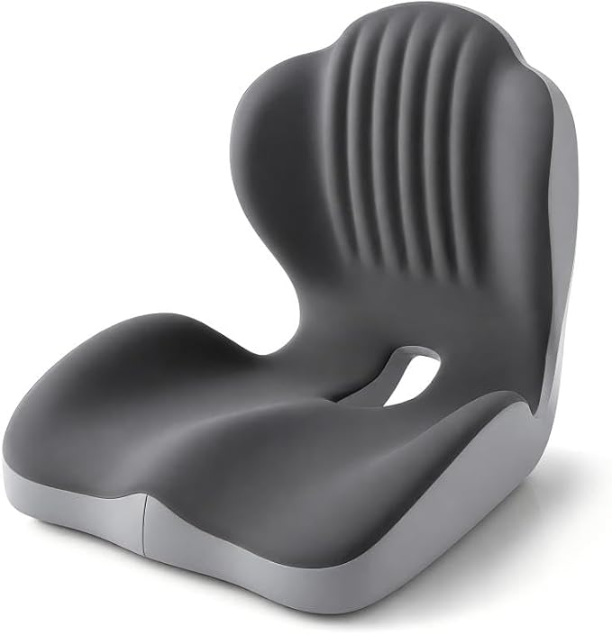 Ergonomic Seat Cushion with Lumbar Support – L-Shaped Memory Foam Back Rest with Removable Washable Cover for Office, Car & Home