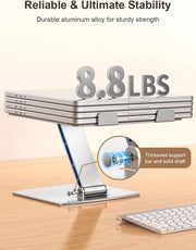 CIRYCASE Ergonomic Adjustable Laptop Stand, Aluminum Cooling Riser for Desk, Portable and Foldable Holder Compatible with MacBook Air/Pro and HP Notebooks (10-16")