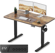 FEZIBO Height Adjustable Electric Standing Desk 100 x 60 cm with Digital Display Panel, Ergonomic Sit-Stand Home Office Desk featuring Splice Board and White Wood Grain Finish