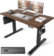 FEZIBO Height Adjustable Electric Standing Desk 100 x 60 cm with Digital Display Panel, Ergonomic Sit-Stand Home Office Desk featuring Splice Board and White Wood Grain Finish