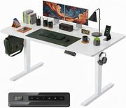 FEZIBO Height Adjustable Electric Standing Desk 100 x 60 cm with Digital Display Panel, Ergonomic Sit-Stand Home Office Desk featuring Splice Board and White Wood Grain Finish