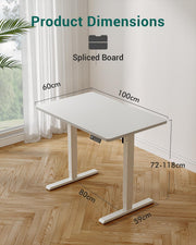 FEZIBO Height Adjustable Electric Standing Desk 100 x 60 cm with Digital Display Panel, Ergonomic Sit-Stand Home Office Desk featuring Splice Board and White Wood Grain Finish