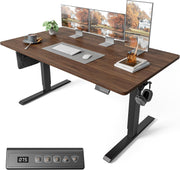 FEZIBO Height Adjustable Electric Standing Desk 100 x 60 cm with Digital Display Panel, Ergonomic Sit-Stand Home Office Desk featuring Splice Board and White Wood Grain Finish