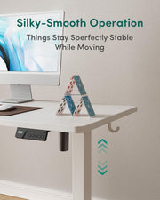 FEZIBO Height Adjustable Electric Standing Desk 100 x 60 cm with Digital Display Panel, Ergonomic Sit-Stand Home Office Desk featuring Splice Board and White Wood Grain Finish