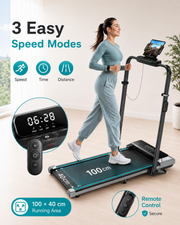 StrideFlex 6-in-1 Folding Treadmill with 1% 6% 12% Incline, Adjustable Retractable Handrail, LED Display, Remote Control and Compact Under Desk Walking Pad for Home & Office