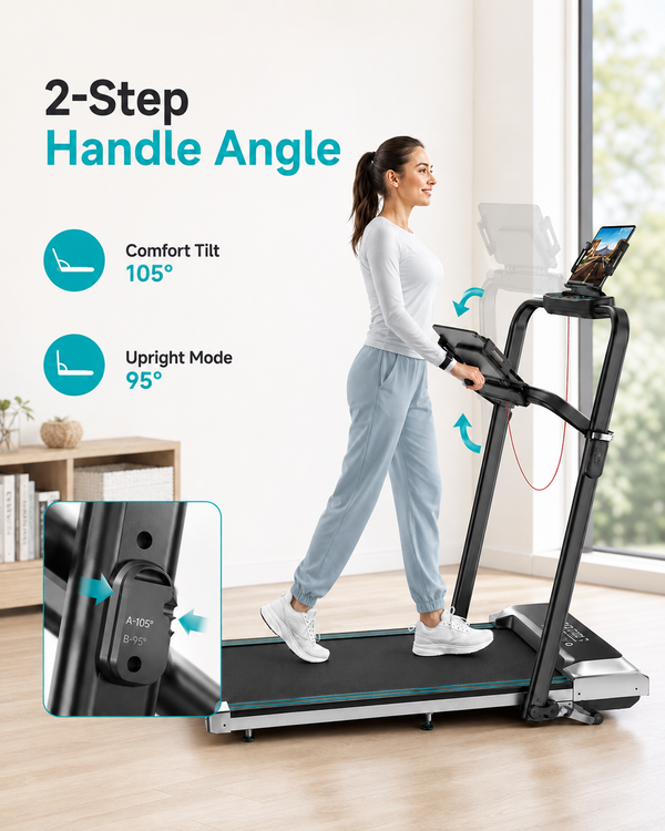 StrideFlex 6-in-1 Folding Treadmill with 1% 6% 12% Incline, Adjustable Retractable Handrail, LED Display, Remote Control and Compact Under Desk Walking Pad for Home & Office
