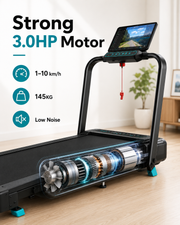 FlexStride 6-in-1 Incline Treadmill for Home & Office | 3 Control Options, 3.0HP Motor, Up to 10 km/h, 145KG Capacity