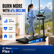 Foldable Walking Pad Treadmill with 6% Incline – Compact Under Desk Treadmill with 6/12 km/h Speed Options, App Connectivity & 136 kg Capacity