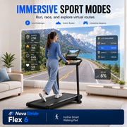 Foldable Walking Pad Treadmill with 6% Incline – Compact Under Desk Treadmill with 6/12 km/h Speed Options, App Connectivity & 136 kg Capacity