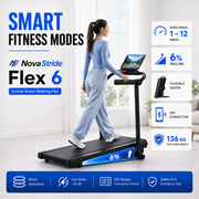 Foldable Walking Pad Treadmill with 6% Incline – Compact Under Desk Treadmill with 6/12 km/h Speed Options, App Connectivity & 136 kg Capacity